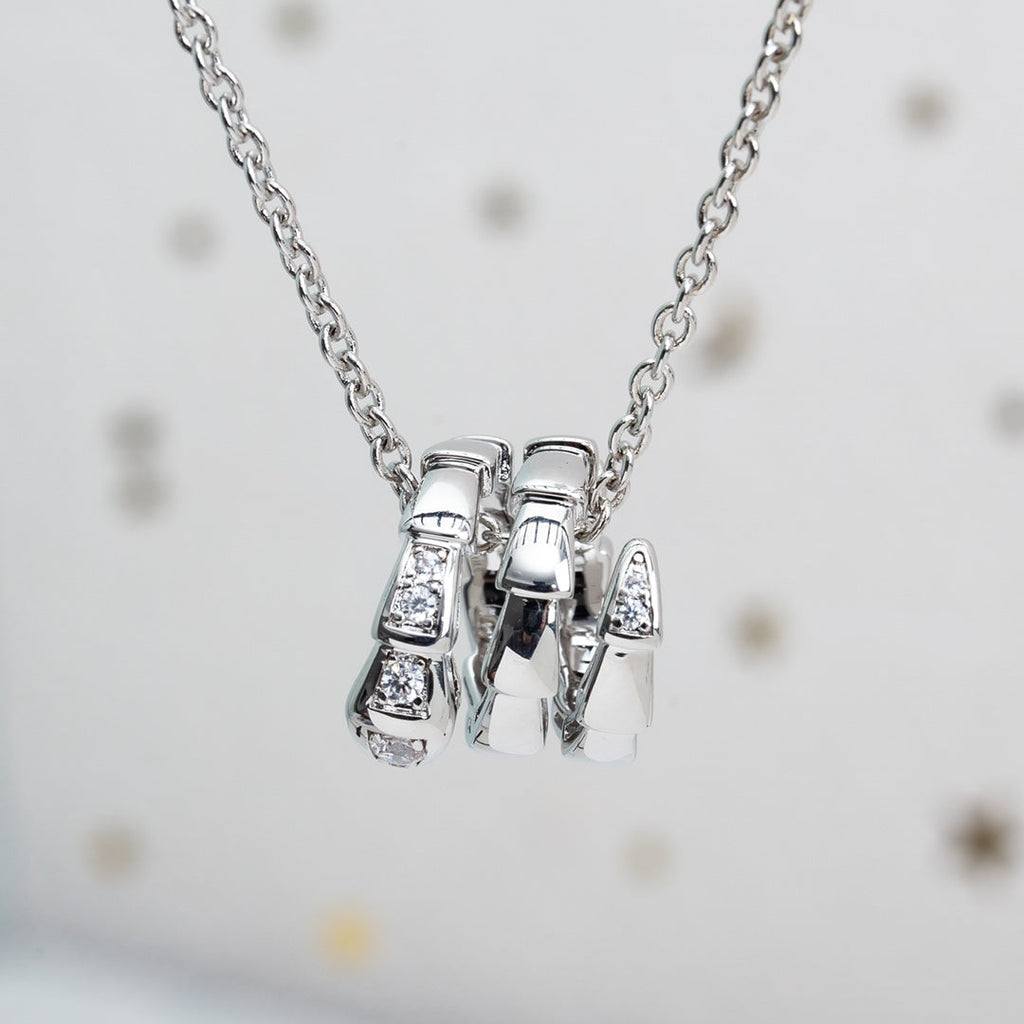 Bvlgari Serpenti Silver Necklace Cubic Zirconia