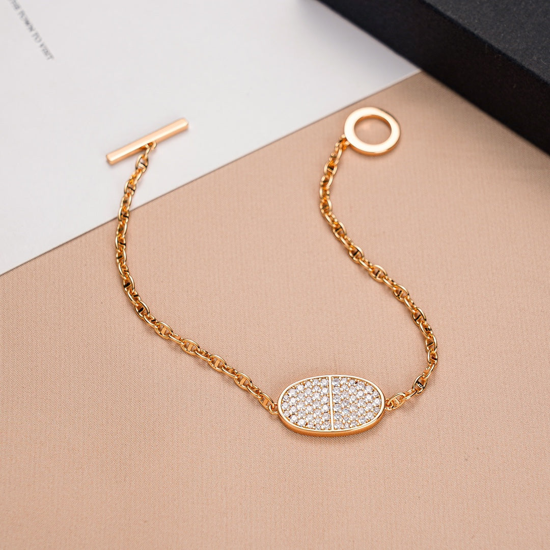Hermes Chaine Verso Cubic Zirconia Bracelet