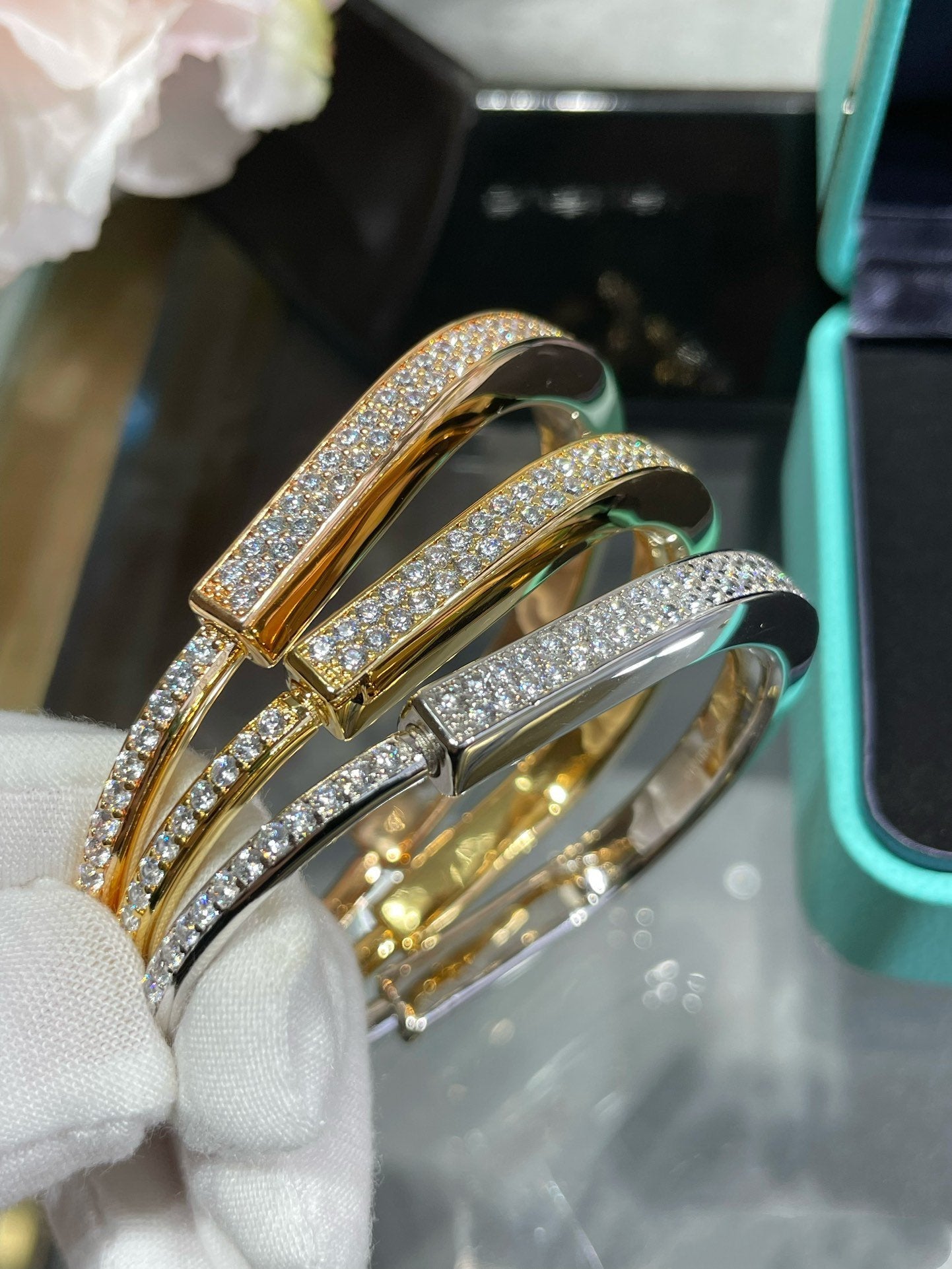 Tiffany Lock Bracelet Cubic Zirconia Paved