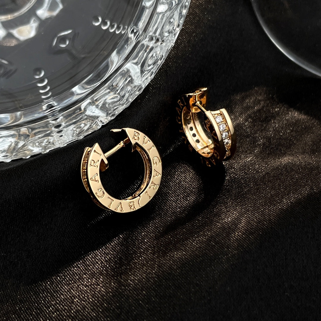Bvlgari Zero 1 Cubic Zirconia Paved Mini Pink Gold Earrings