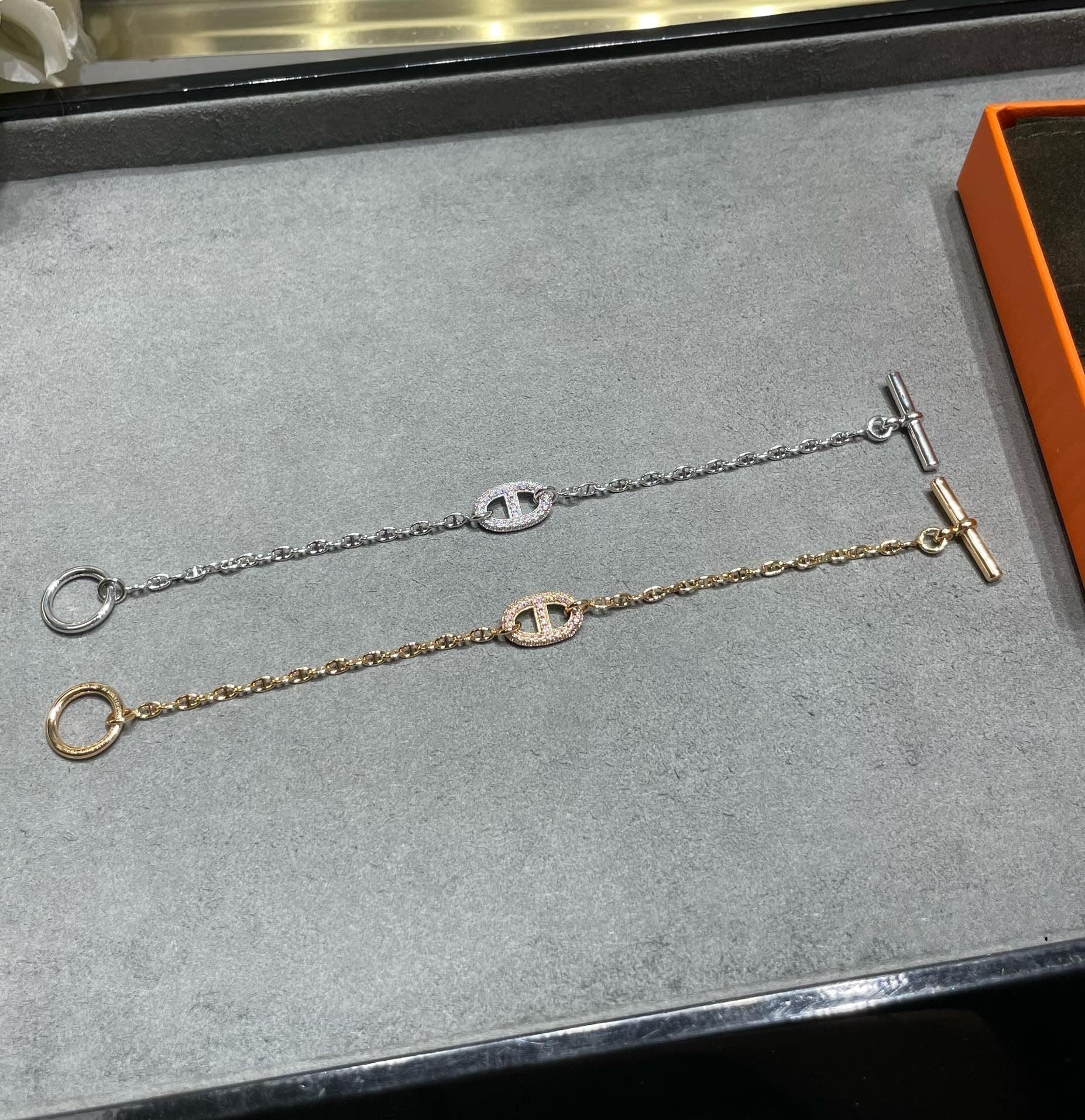 Hermes Chaine Echappee Cubic Zirconia Link Bracelet