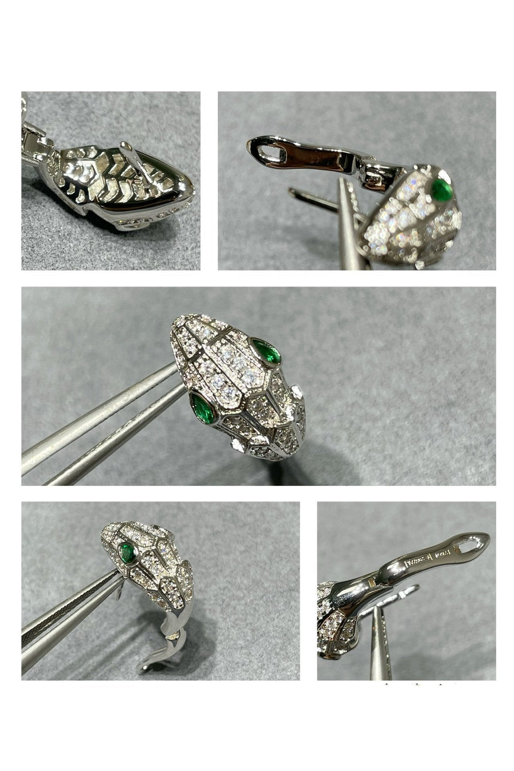 Bvlgari Silver Cubic Zirconia Small Serpent Earrings