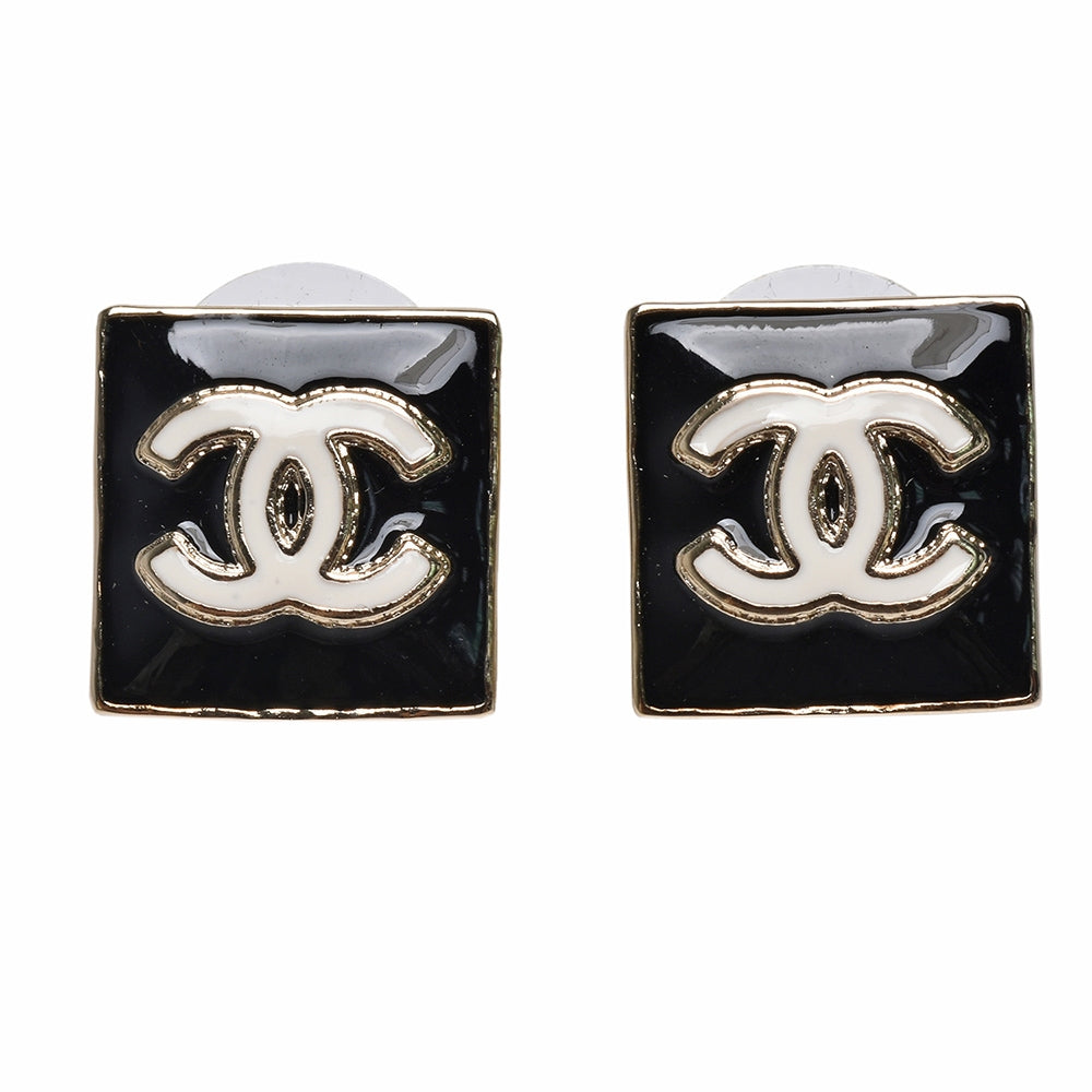Chanel Double C Square Stud Earrings