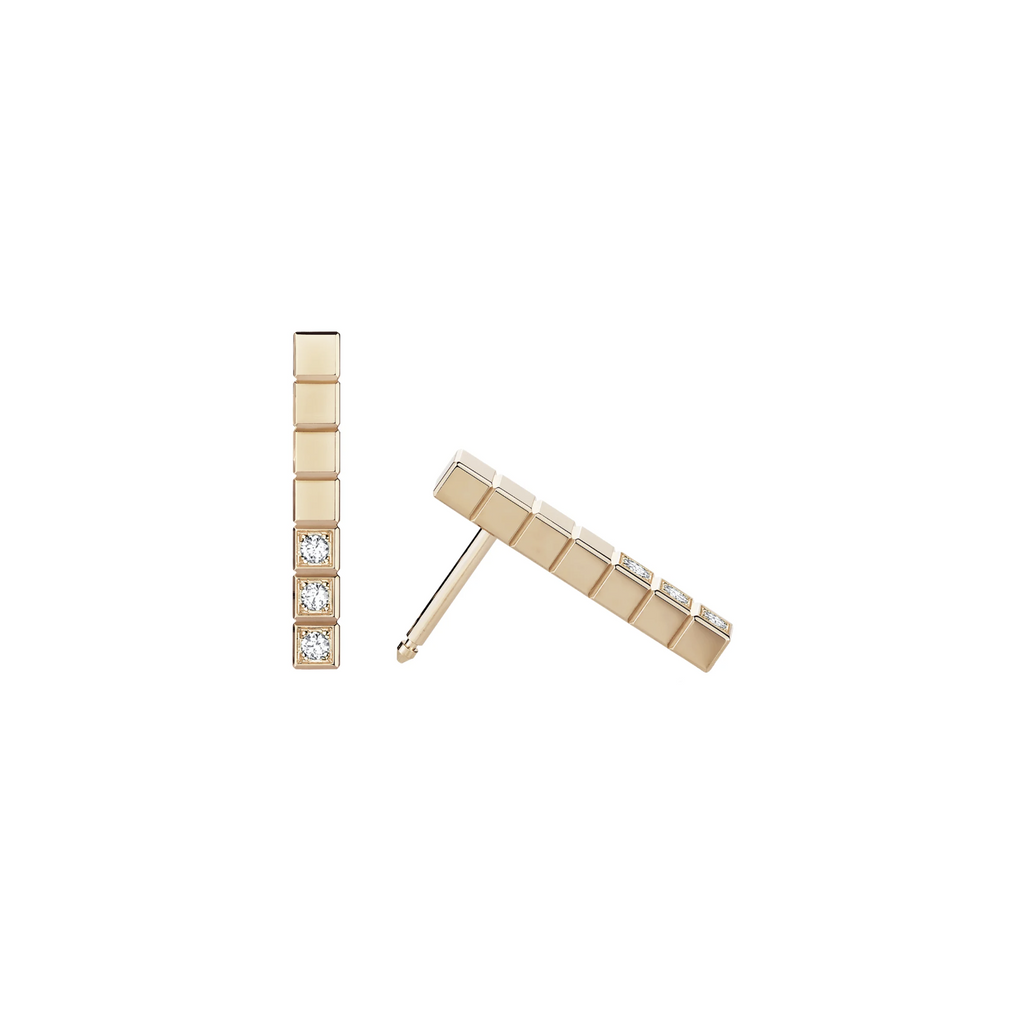 Chopard Ice Cube Pink Gold Diamonds Earrings
