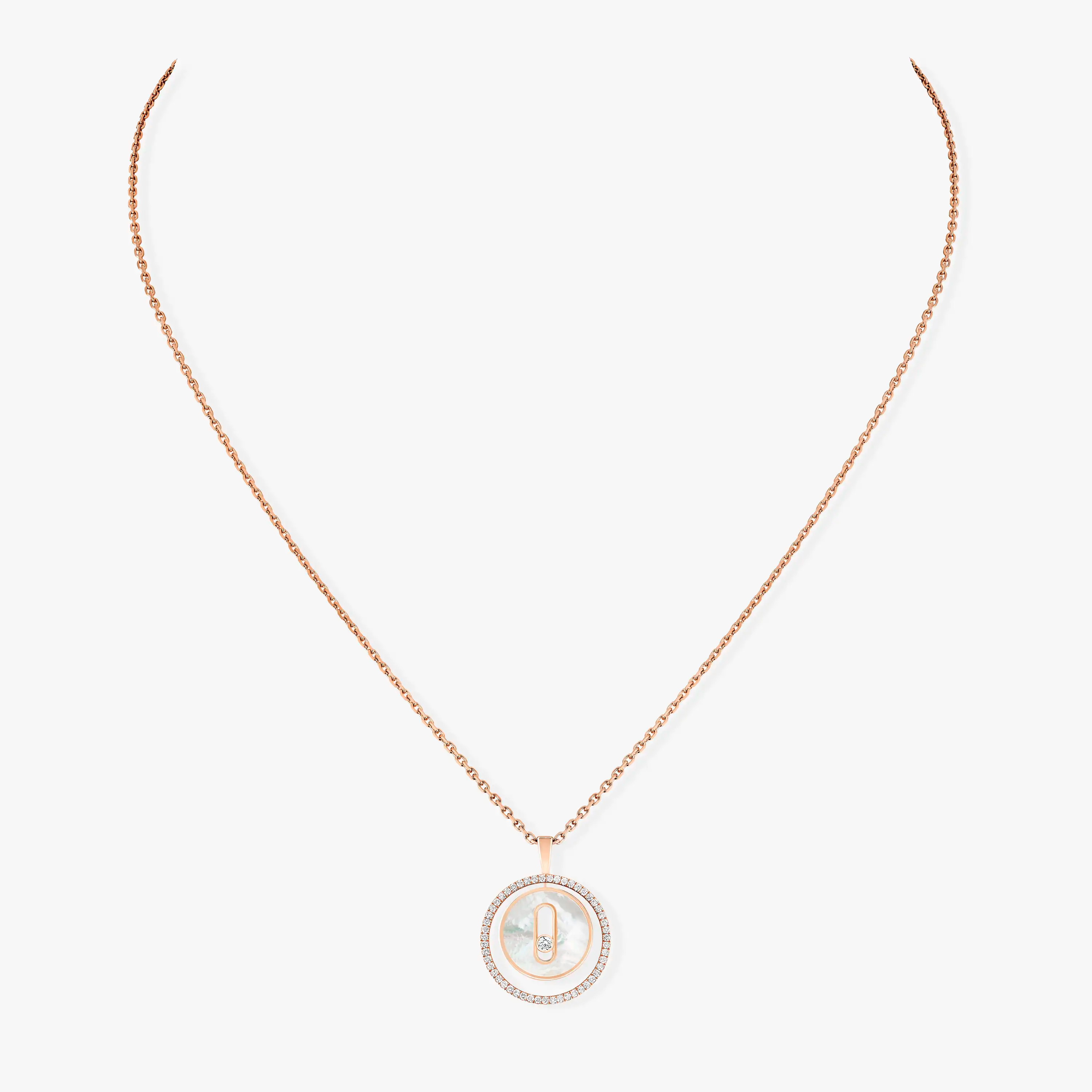 Messika Lucky Move 1 Cubic Zirconia White Mother of Pearl Pink Gold Necklace