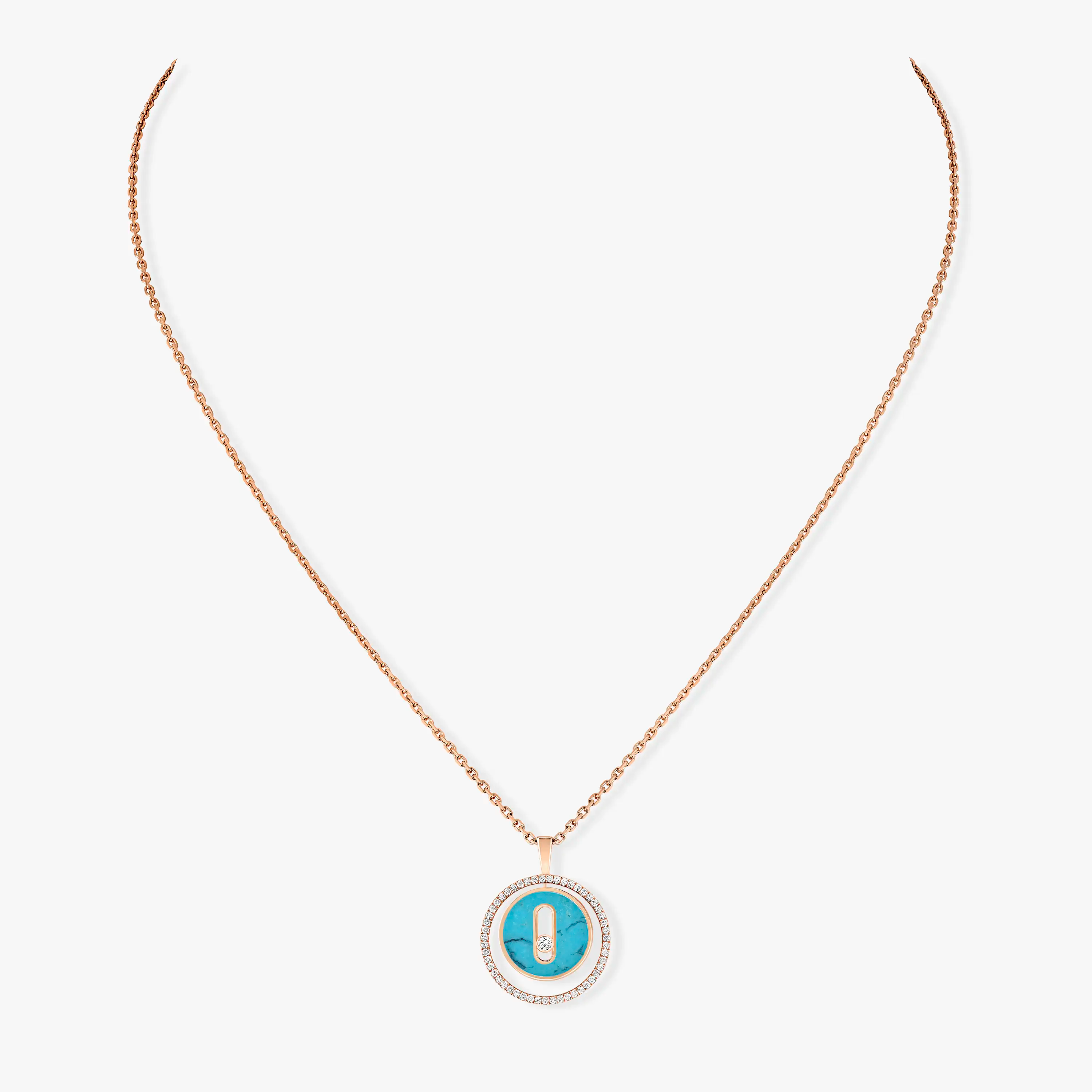 Messika Lucky Move 1 Cubic Zirconia Turquoise Pink Gold Necklace