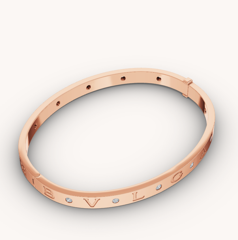Bvlgari Zero 1 Pink Gold 12 Diamonds Bracelet