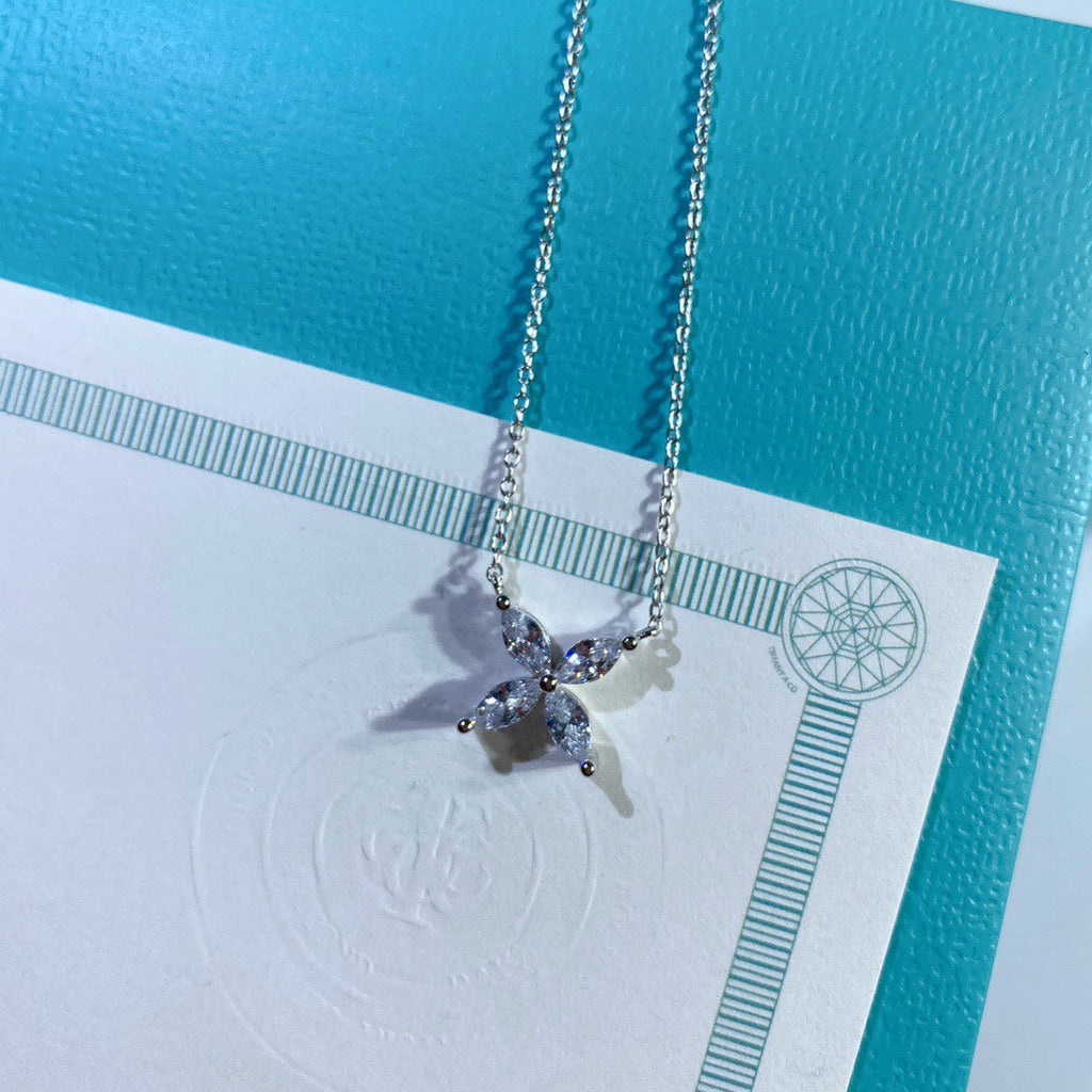 Tiffany Platinum and Cubic Zirconia Victoria Pendant Necklace