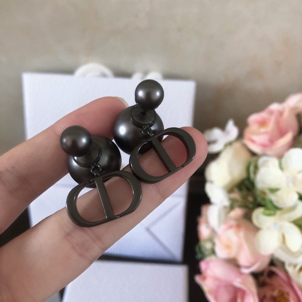 Dior Women'S Designer Black CD Earrings