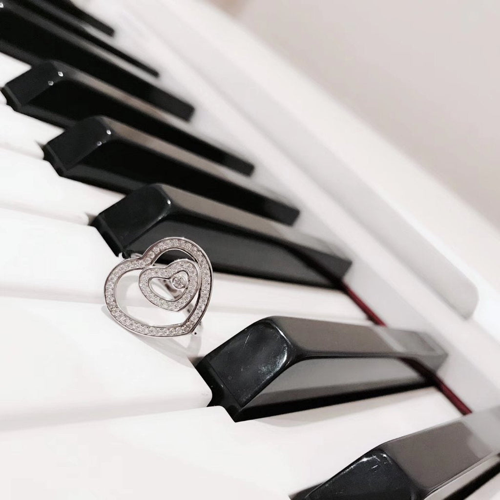 Chopard Double Heart Silver Diamond Ring
