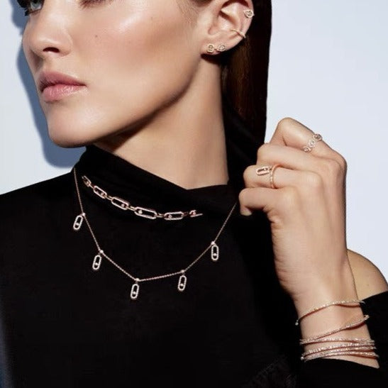 Messika Move Uno Paved Drop Pendant Choker Silver Necklace