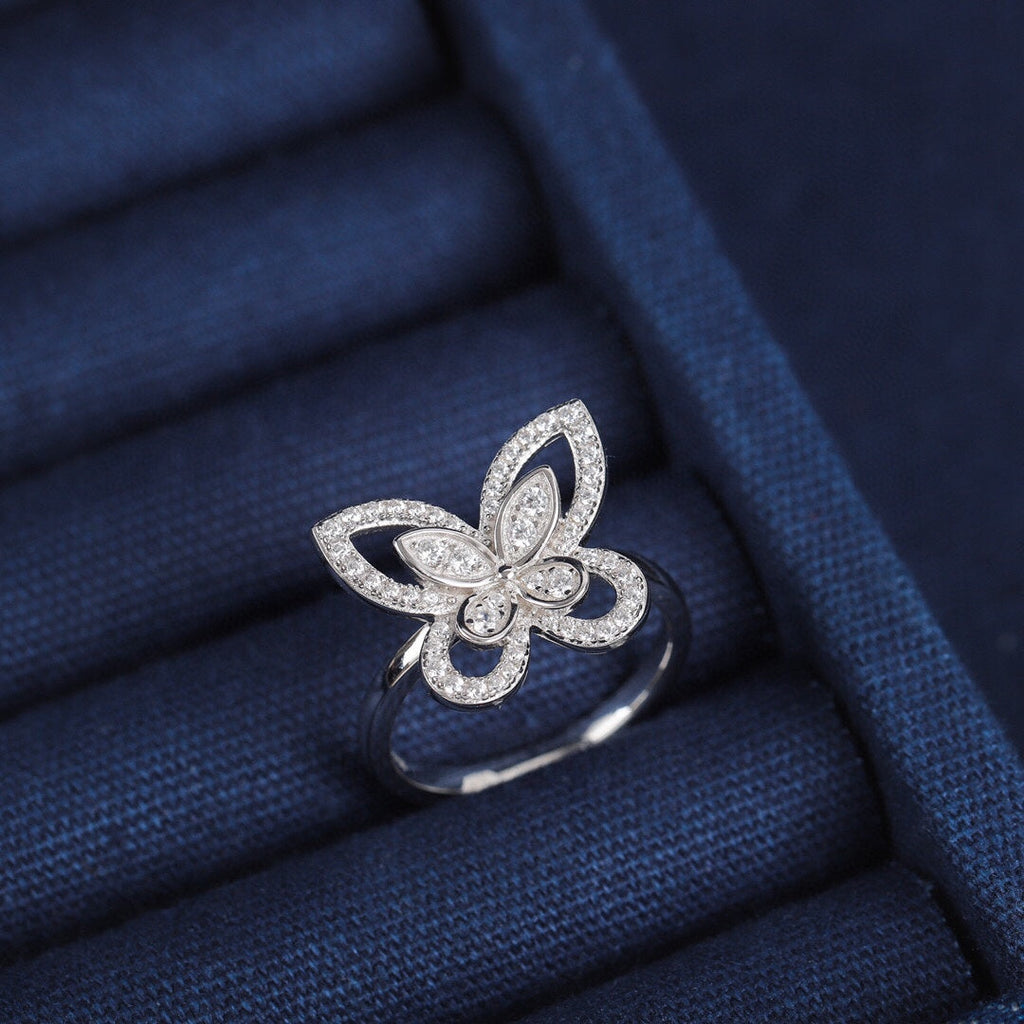 Graff Butterfly Silhouette Silver Cubic Zirconia Ring