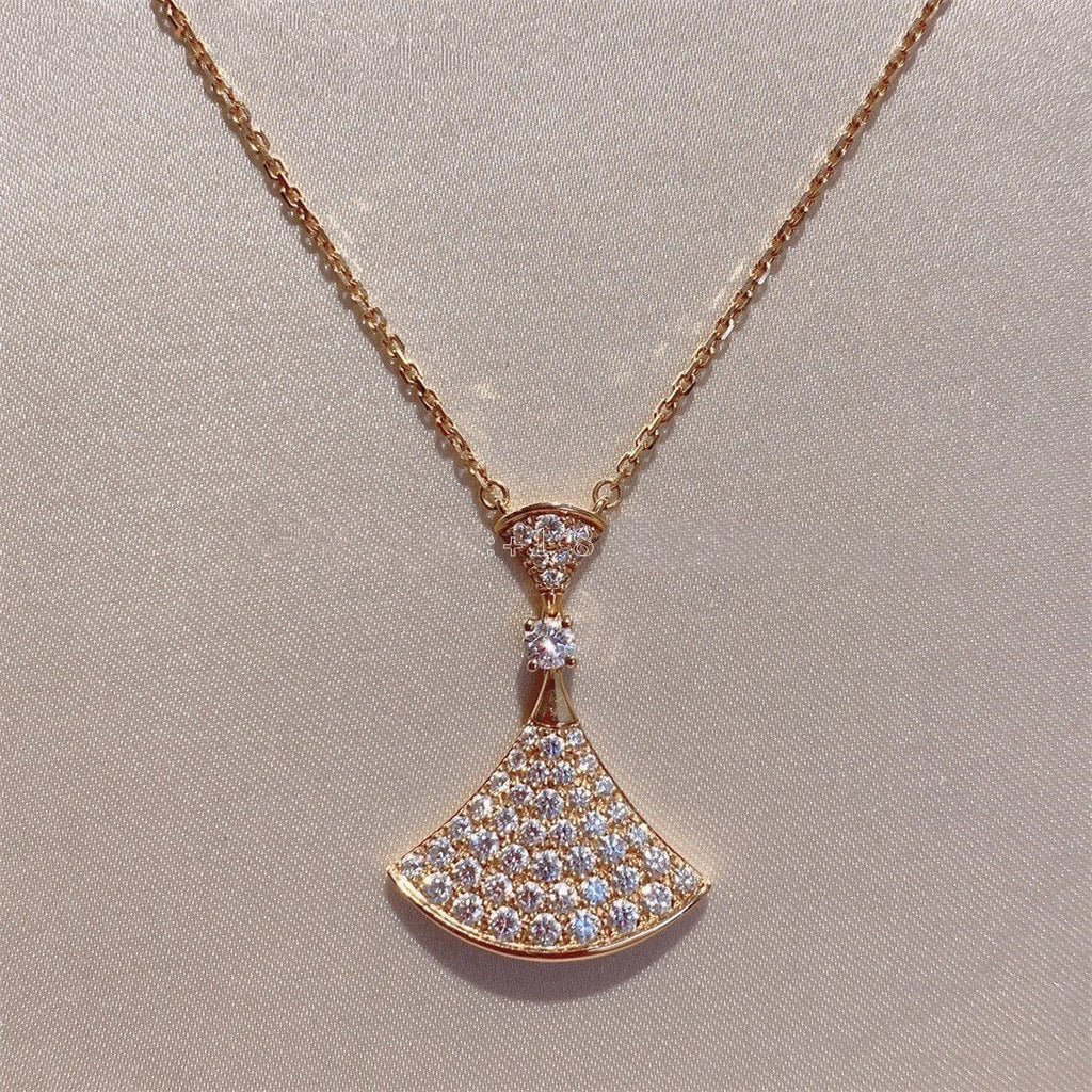 Bvlgari Dream Necklace Pink Gold Full Cubic Zirconia