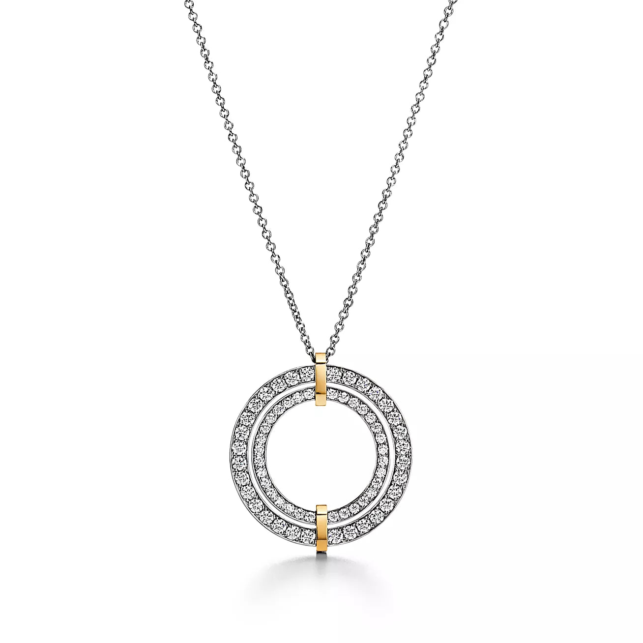 Tiffany Edge Cubic Zirconia Gold Silver Necklace