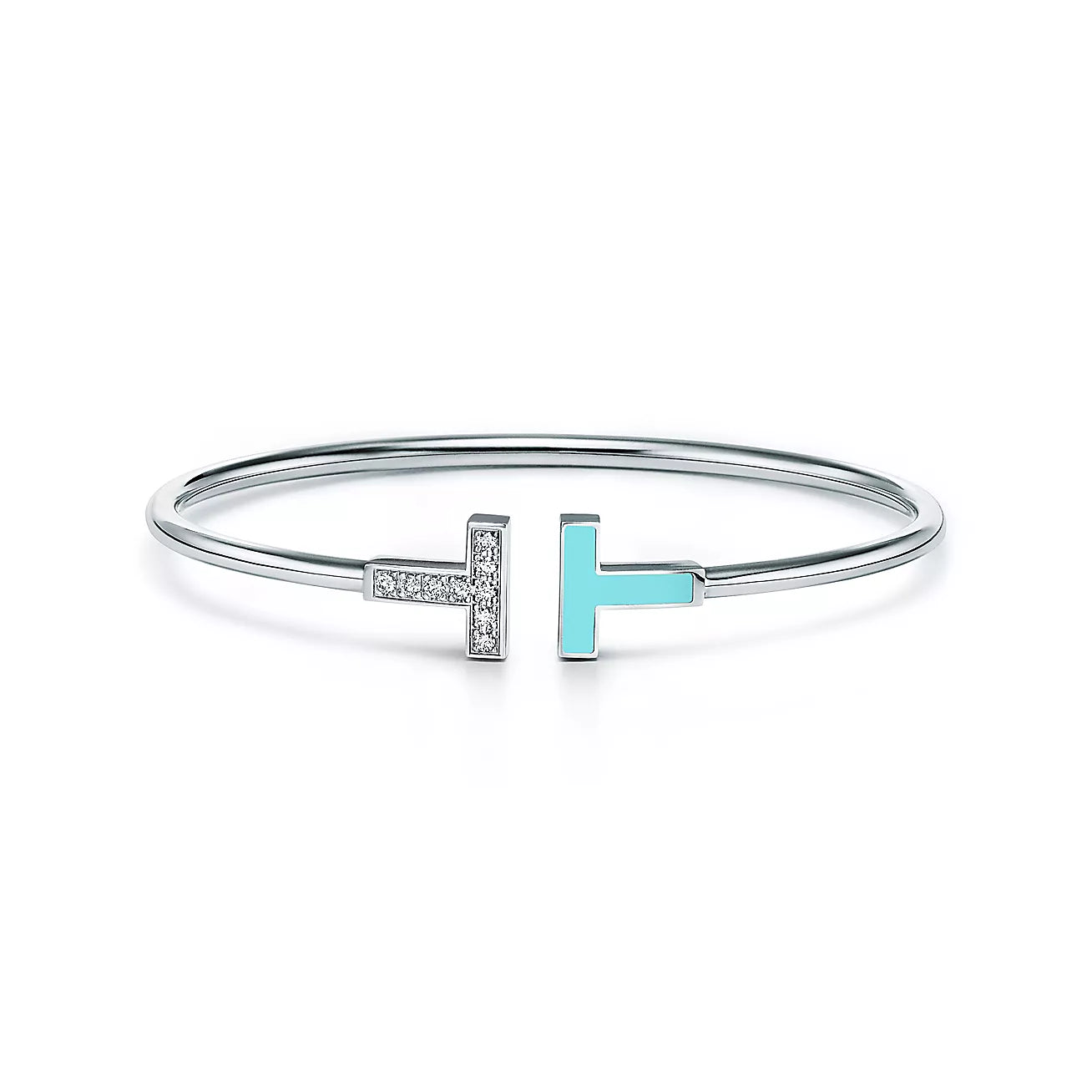 Tiffany T Bracelet 1.8MM Turquoise Diamond Pink Gold